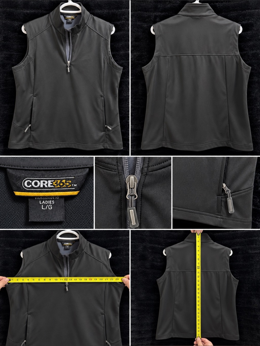 CORE365 Women’s Golf Vest Size L Black 1/4 Zip Performance Zipper Pockets